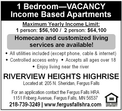 Riverview Heights Highrise 1 Bedroom Vacancy Advertisement